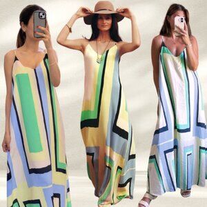 Anthropologie Maeve Geometric Print Maxi Dress (M)